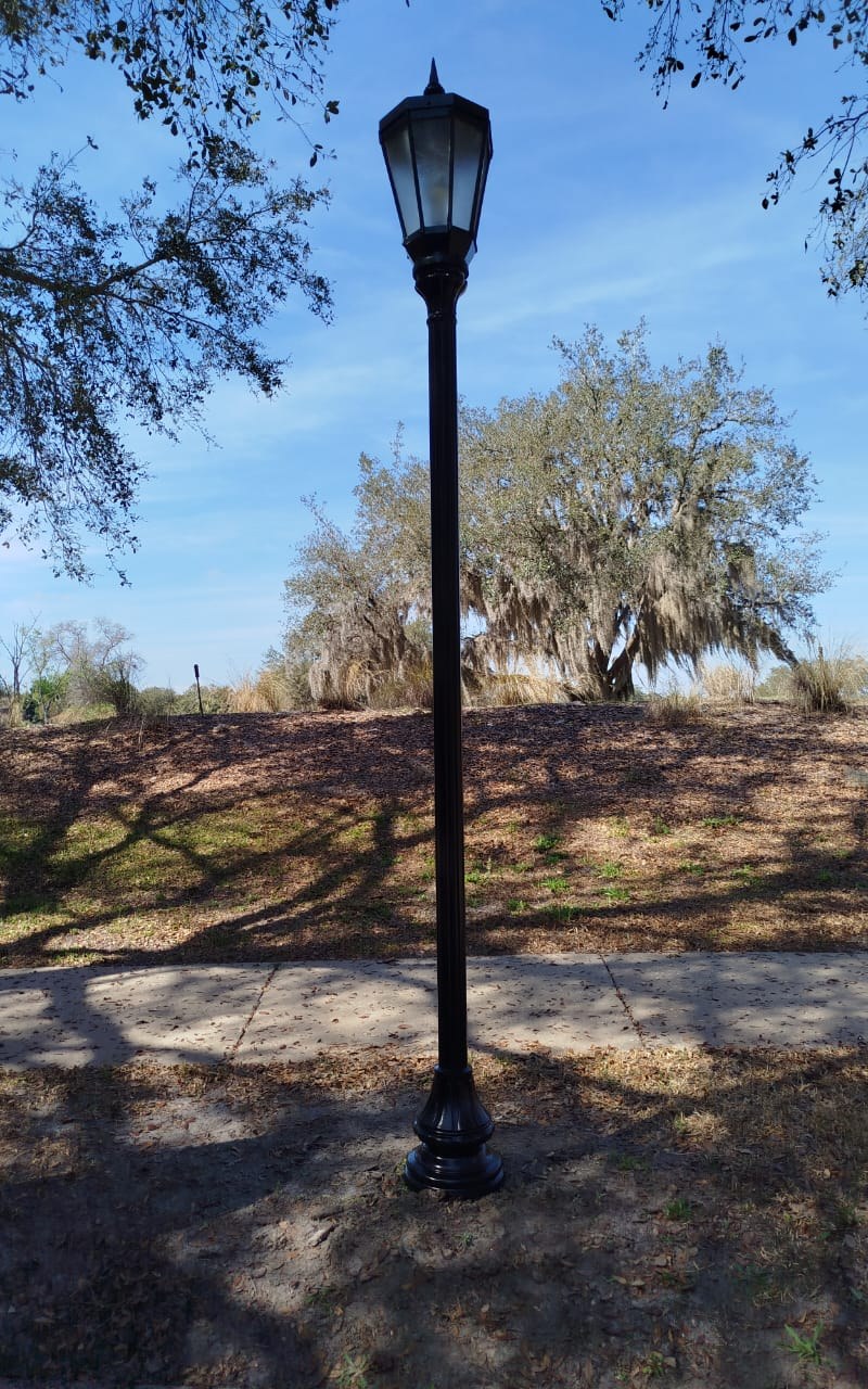 Fully restored black cast-iron street lamp post