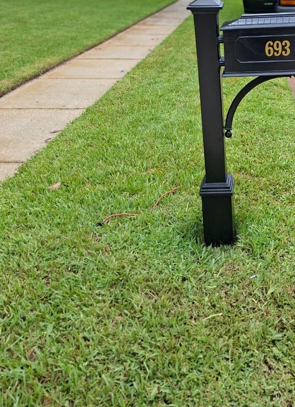 Restored mailbox and post, repainted black with fresh gold house numbers